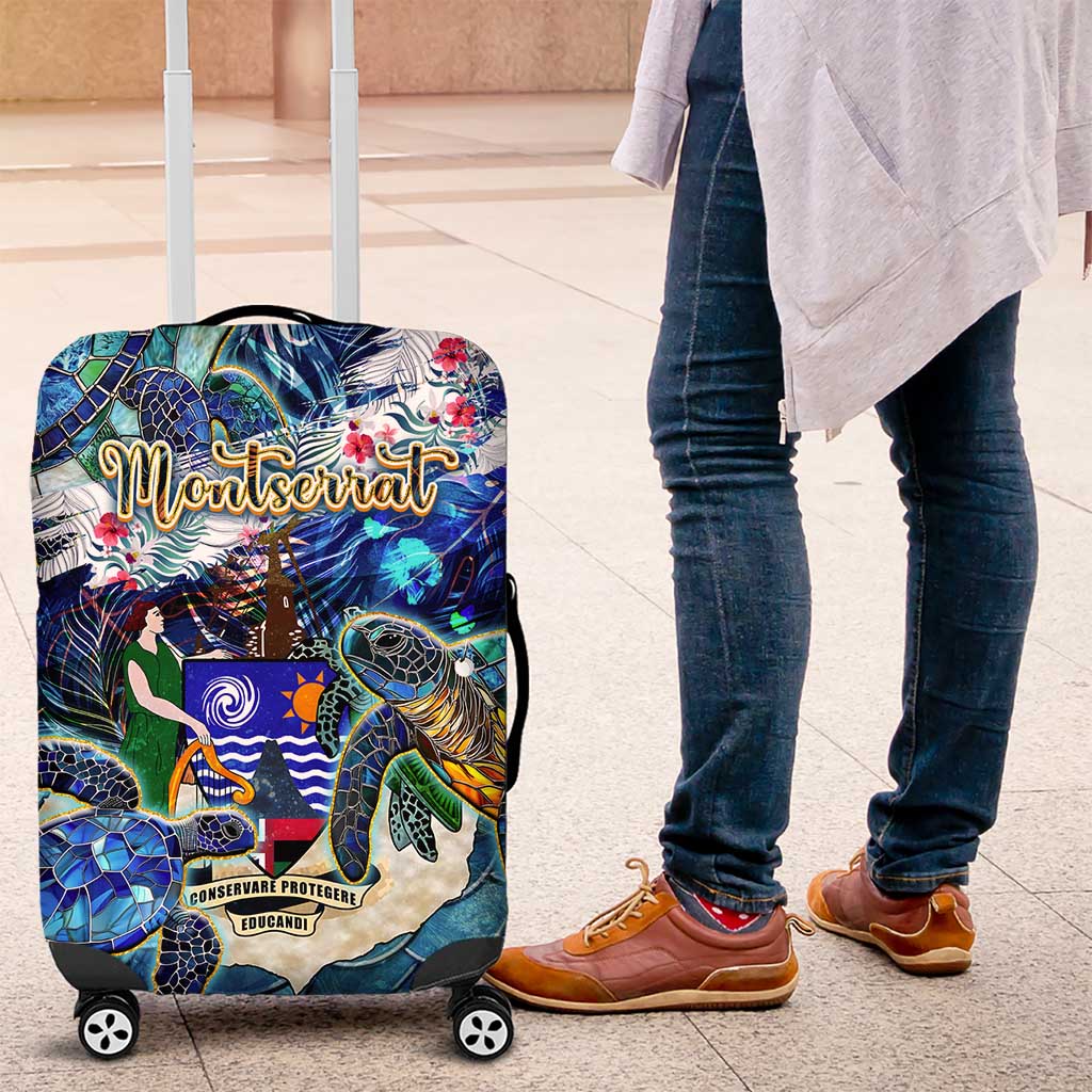 Montserrat Luggage Cover Sea Turtle Tropical Pattern - Wonder Print Shop