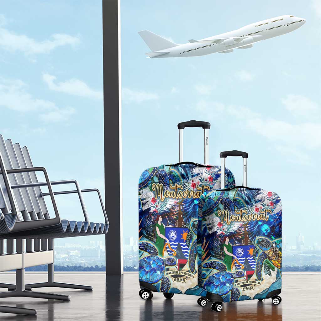 Montserrat Luggage Cover Sea Turtle Tropical Pattern - Wonder Print Shop