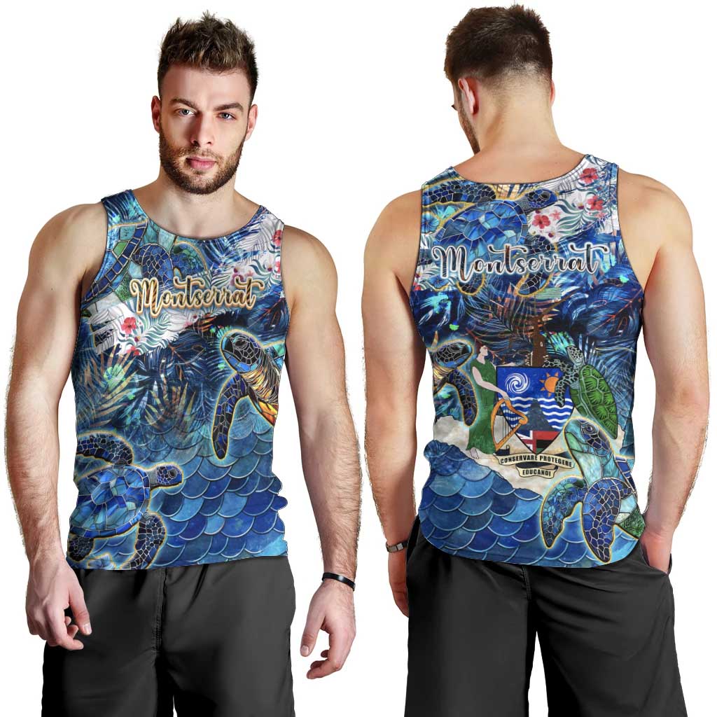 Montserrat Men Tank Top Sea Turtle Tropical Pattern - Wonder Print Shop