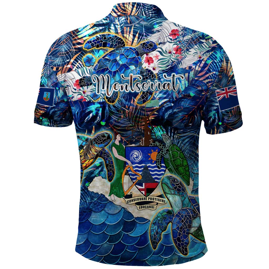 Montserrat Polo Shirt Sea Turtle Tropical Pattern - Wonder Print Shop