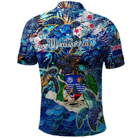 Montserrat Polo Shirt Sea Turtle Tropical Pattern - Wonder Print Shop