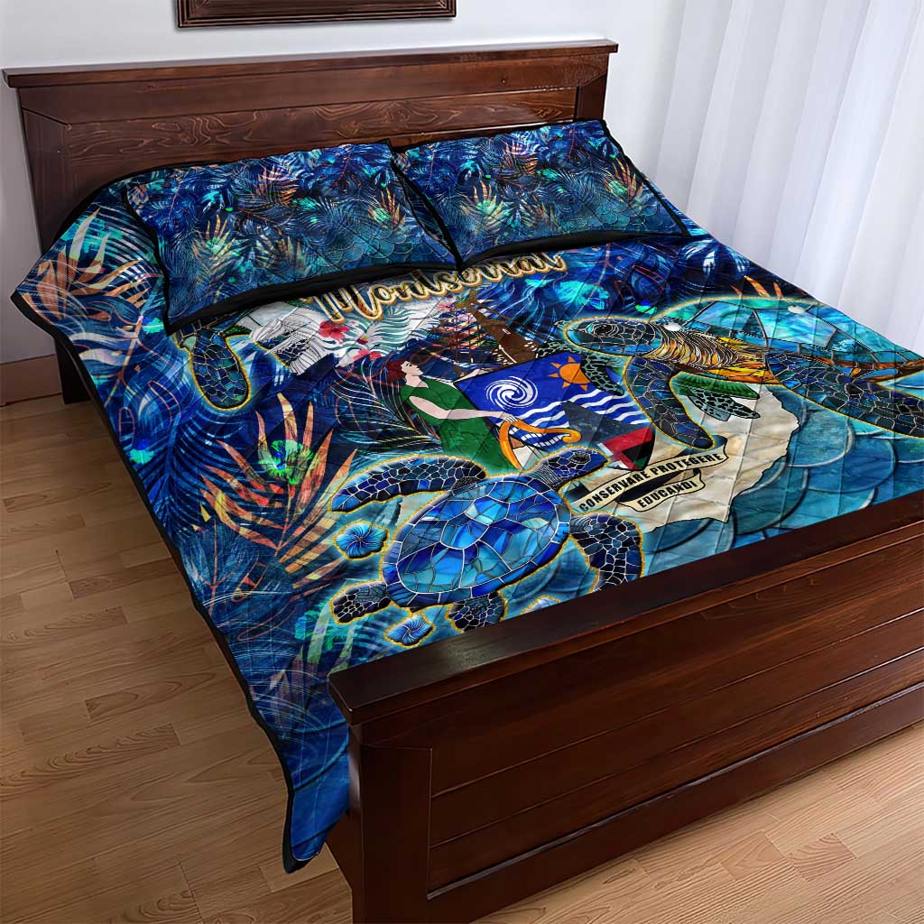 Montserrat Quilt Bed Set Sea Turtle Tropical Pattern - Wonder Print Shop