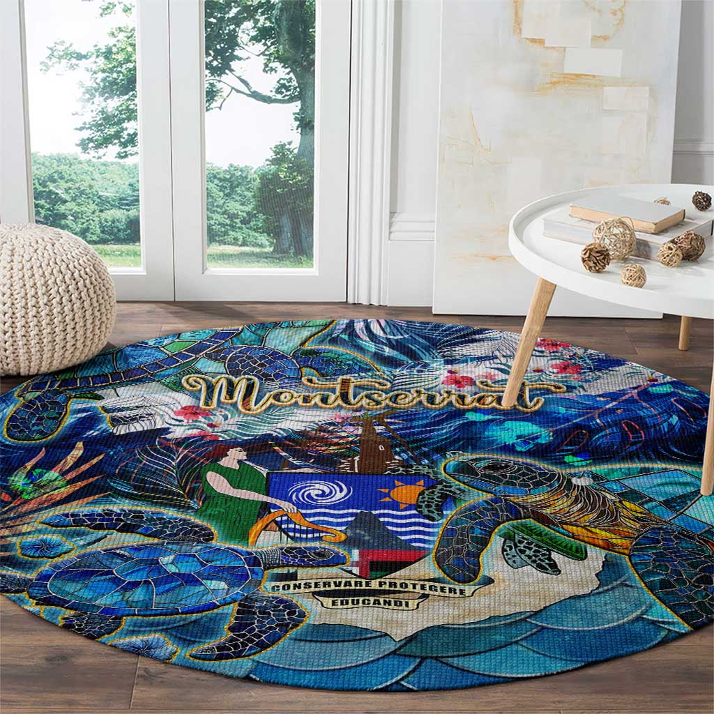 Montserrat Round Carpet Sea Turtle Tropical Pattern - Wonder Print Shop