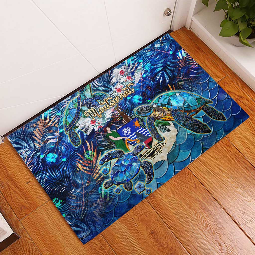 Montserrat Rubber Doormat Sea Turtle Tropical Pattern - Wonder Print Shop