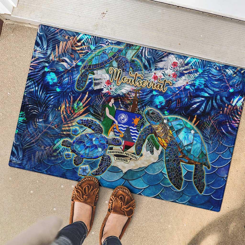 Montserrat Rubber Doormat Sea Turtle Tropical Pattern - Wonder Print Shop