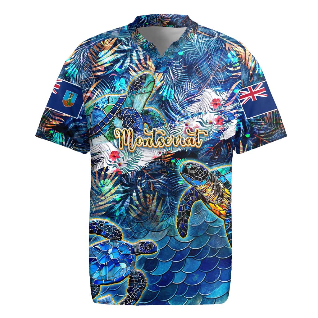Montserrat Rugby Jersey Sea Turtle Tropical Pattern - Wonder Print Shop