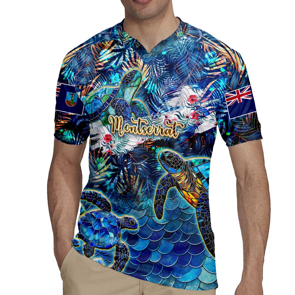 Montserrat Rugby Jersey Sea Turtle Tropical Pattern - Wonder Print Shop