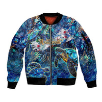 Montserrat Sleeve Zip Bomber Jacket Sea Turtle Tropical Pattern - Wonder Print Shop
