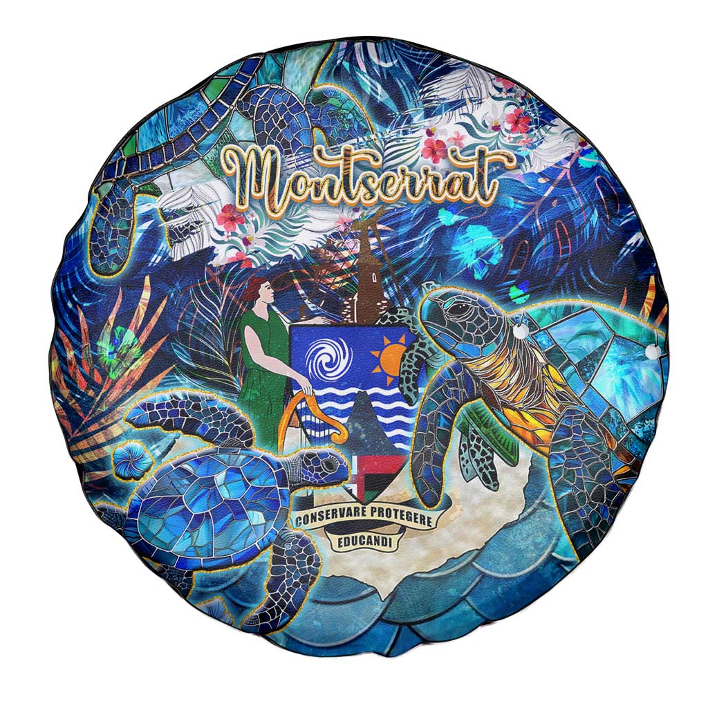 Montserrat Spare Tire Cover Sea Turtle Tropical Pattern - Wonder Print Shop