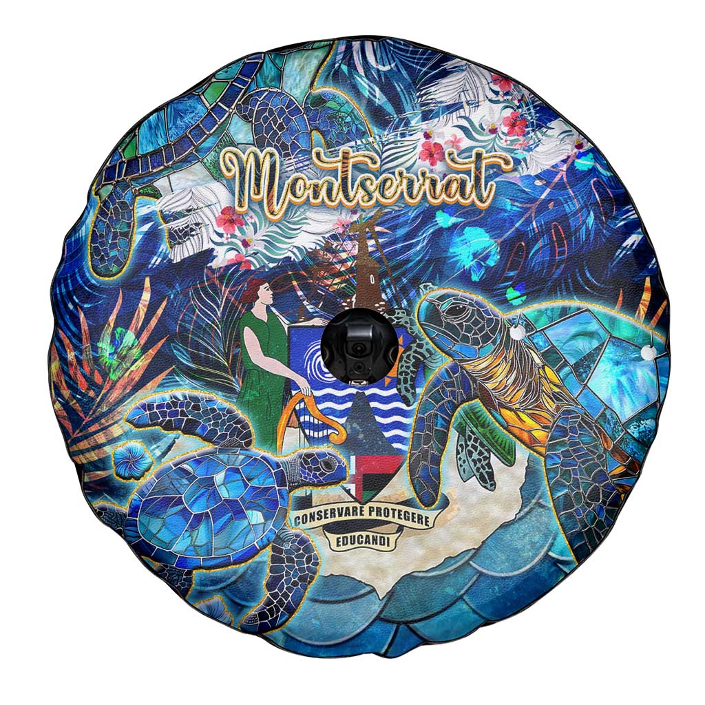 Montserrat Spare Tire Cover Sea Turtle Tropical Pattern - Wonder Print Shop