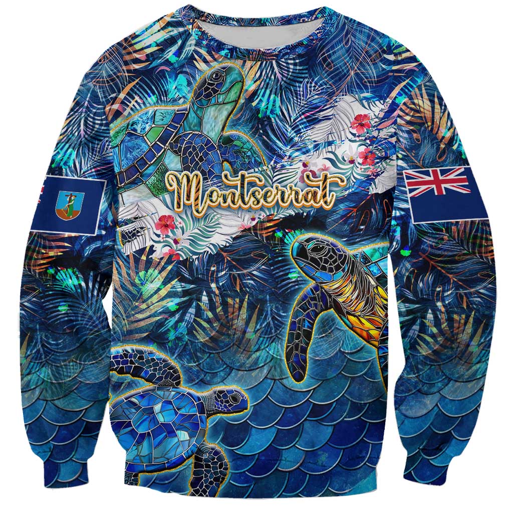 Montserrat Sweatshirt Sea Turtle Tropical Pattern - Wonder Print Shop
