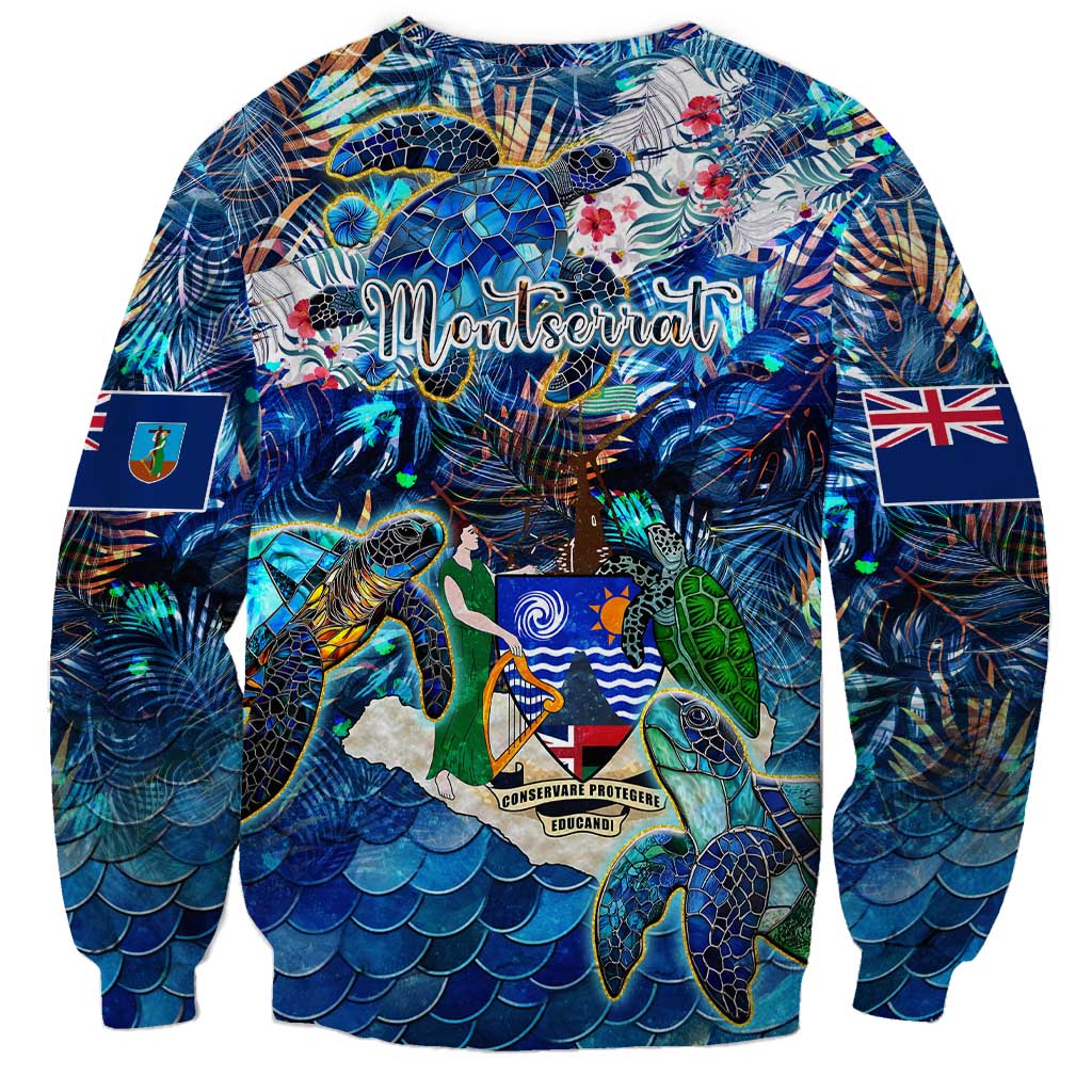 Montserrat Sweatshirt Sea Turtle Tropical Pattern - Wonder Print Shop