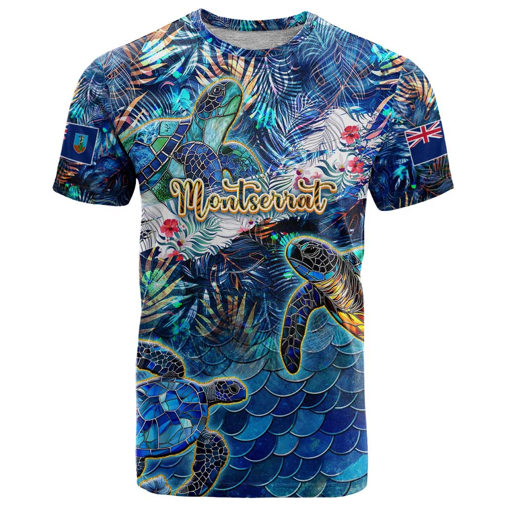 Montserrat T Shirt Sea Turtle Tropical Pattern - Wonder Print Shop