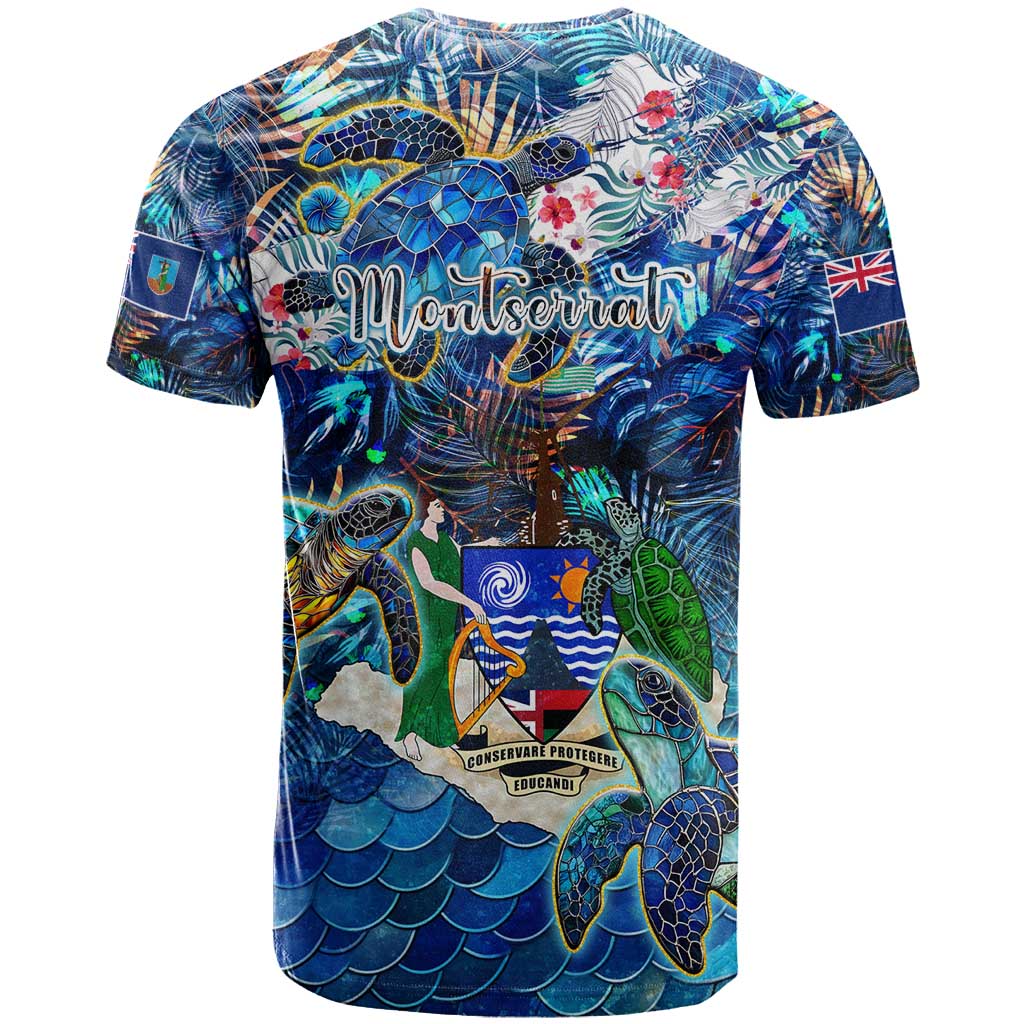Montserrat T Shirt Sea Turtle Tropical Pattern - Wonder Print Shop