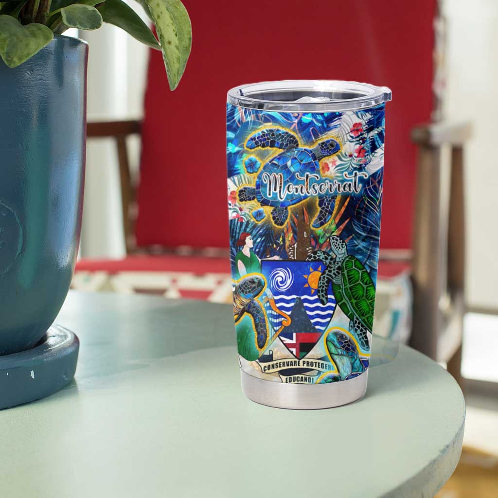 Montserrat Tumbler Cup Sea Turtle Tropical Pattern - Wonder Print Shop