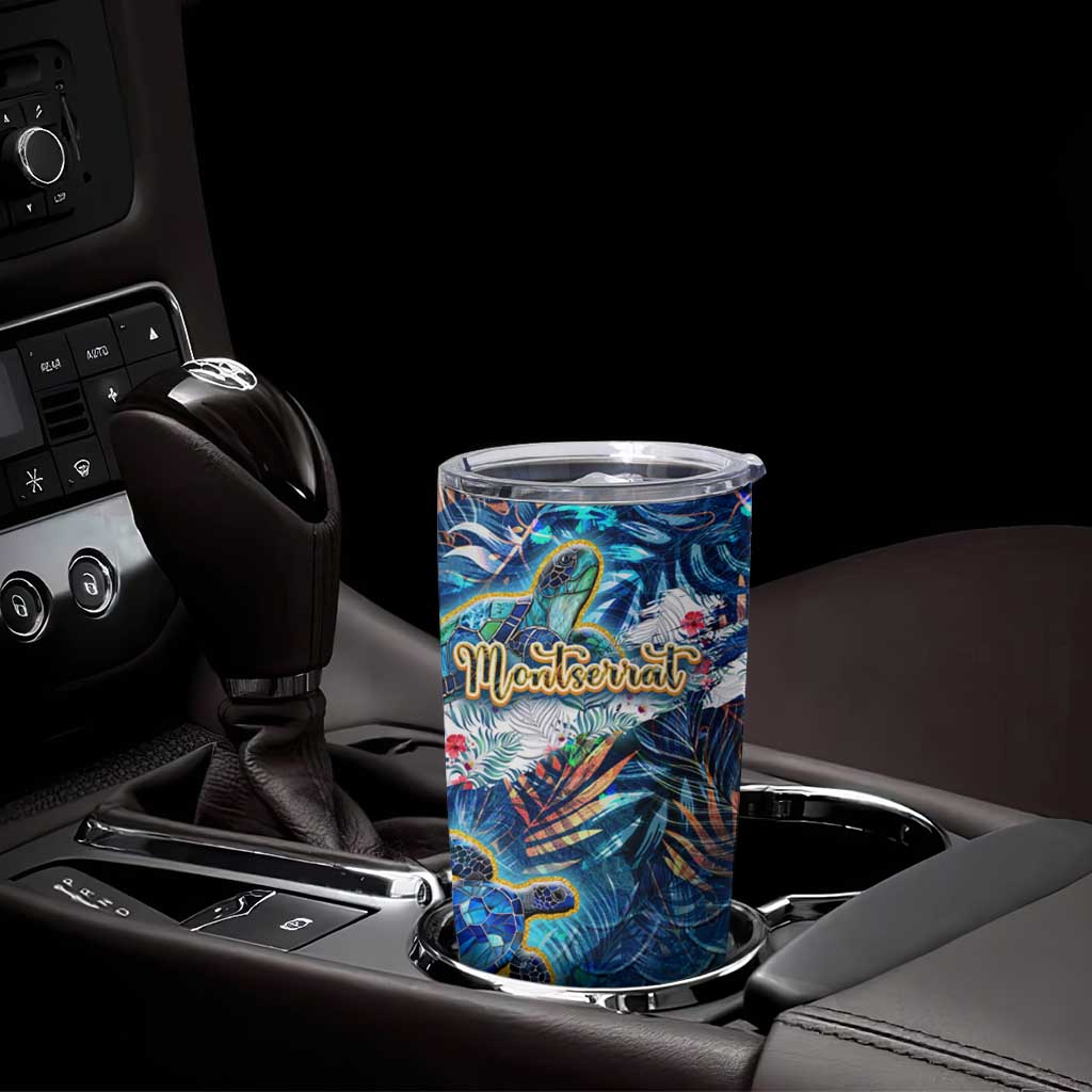 Montserrat Tumbler Cup Sea Turtle Tropical Pattern - Wonder Print Shop