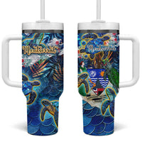 Montserrat Tumbler With Handle Sea Turtle Tropical Pattern - Wonder Print Shop