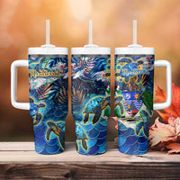 Montserrat Tumbler With Handle Sea Turtle Tropical Pattern - Wonder Print Shop