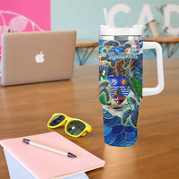 Montserrat Tumbler With Handle Sea Turtle Tropical Pattern - Wonder Print Shop