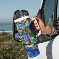 Montserrat Tumbler With Handle Sea Turtle Tropical Pattern - Wonder Print Shop