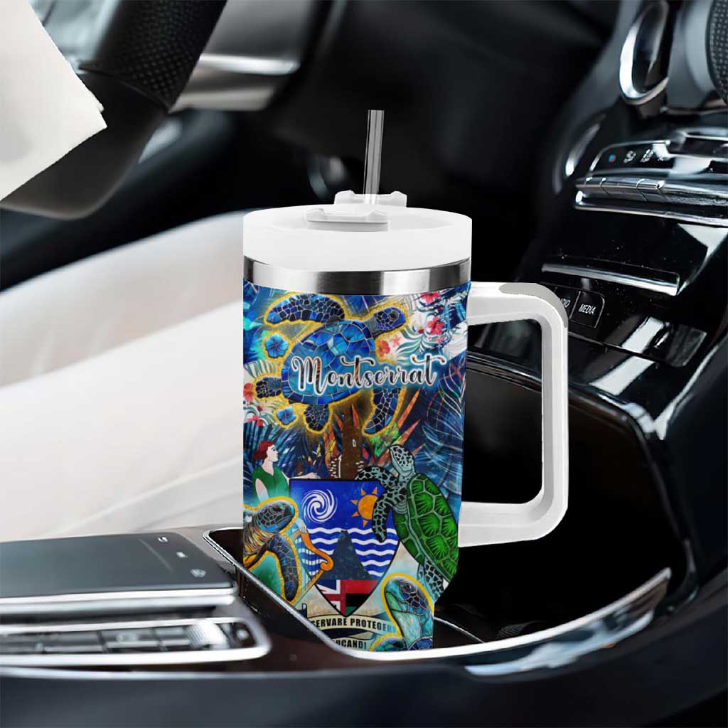 Montserrat Tumbler With Handle Sea Turtle Tropical Pattern - Wonder Print Shop