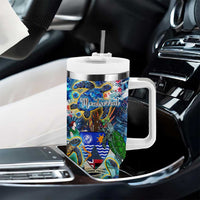 Montserrat Tumbler With Handle Sea Turtle Tropical Pattern - Wonder Print Shop
