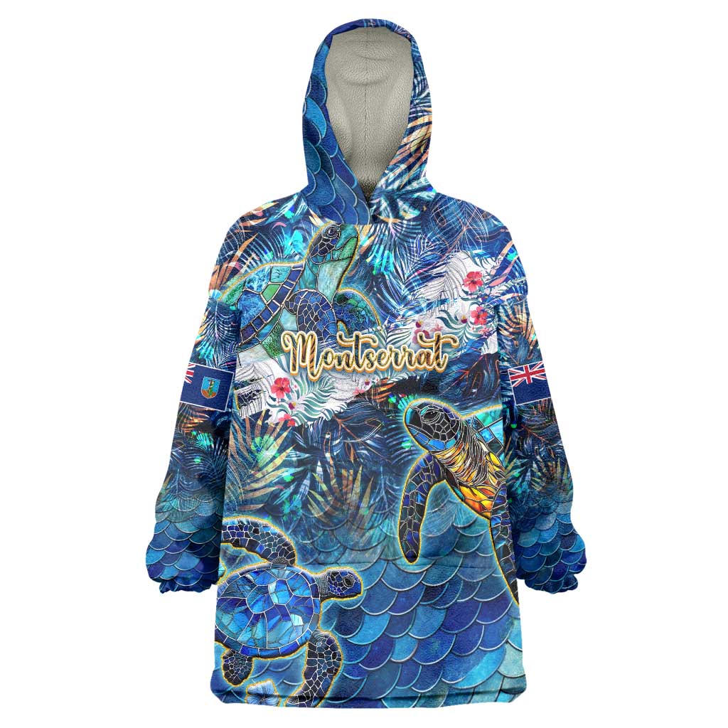 Montserrat Wearable Blanket Hoodie Sea Turtle Tropical Pattern - Wonder Print Shop