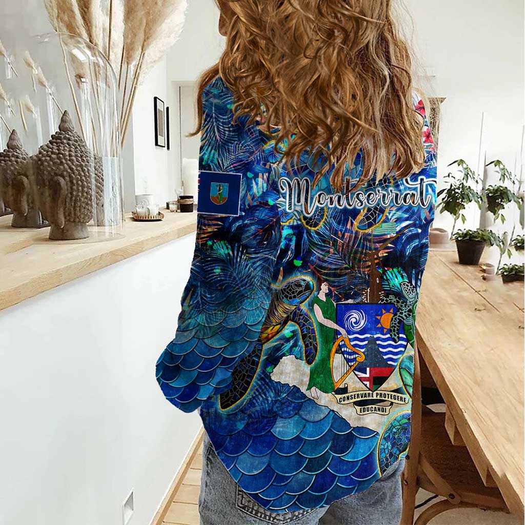 Montserrat Women Casual Shirt Sea Turtle Tropical Pattern - Wonder Print Shop