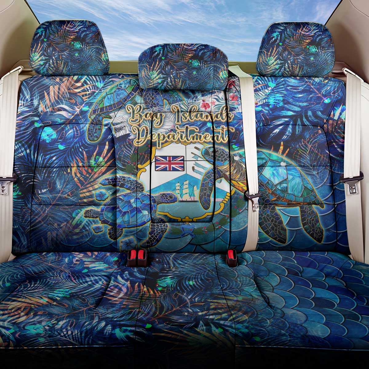 Bay Islands Department Back Car Seat Cover Sea Turtle Tropical Pattern