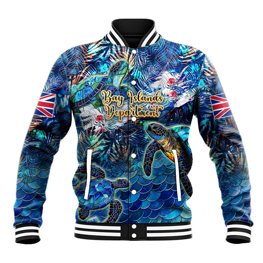 Bay Islands Department Baseball Jacket Sea Turtle Tropical Pattern