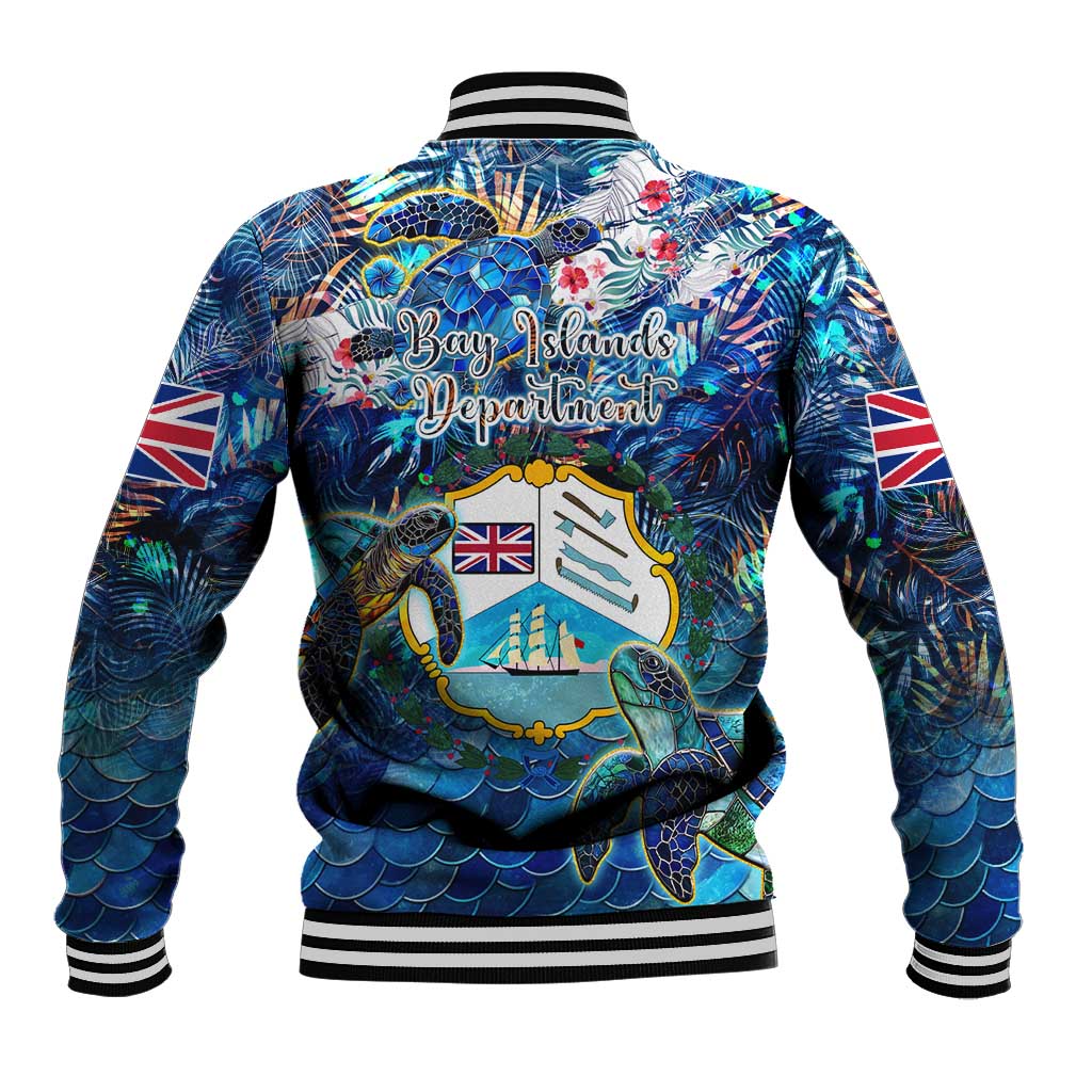 Bay Islands Department Baseball Jacket Sea Turtle Tropical Pattern