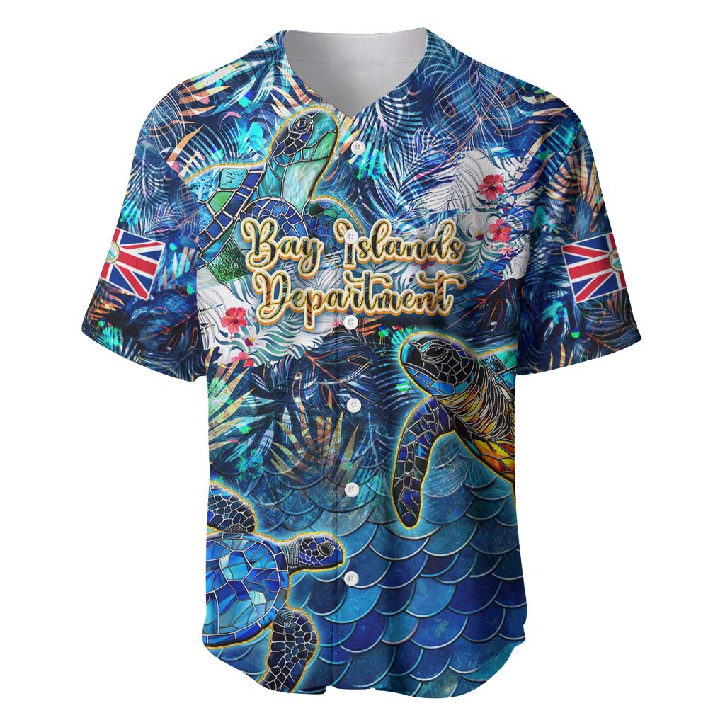 Bay Islands Department Baseball Jersey Sea Turtle Tropical Pattern