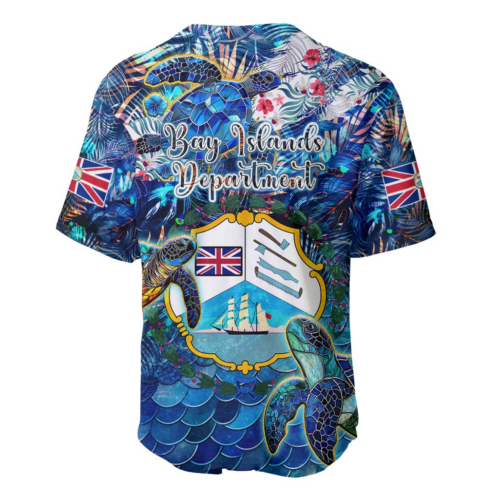 Bay Islands Department Baseball Jersey Sea Turtle Tropical Pattern