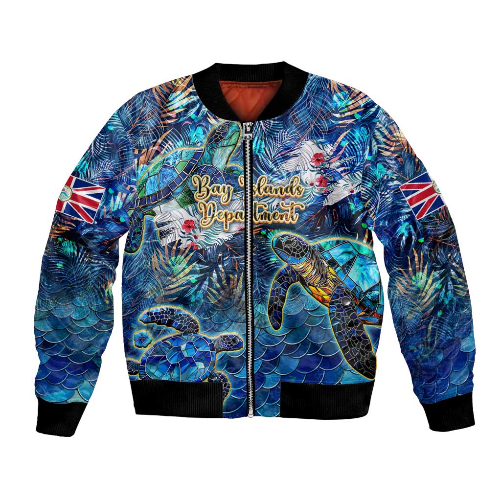 Bay Islands Department Bomber Jacket Sea Turtle Tropical Pattern