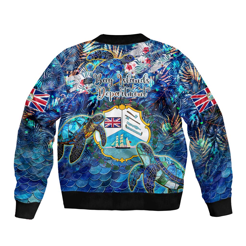 Bay Islands Department Bomber Jacket Sea Turtle Tropical Pattern