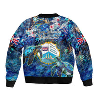 Bay Islands Department Bomber Jacket Sea Turtle Tropical Pattern
