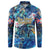 Bay Islands Department Button Sweatshirt Sea Turtle Tropical Pattern