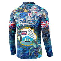 Bay Islands Department Button Sweatshirt Sea Turtle Tropical Pattern