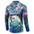 Bay Islands Department Button Sweatshirt Sea Turtle Tropical Pattern
