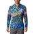 Bay Islands Department Button Sweatshirt Sea Turtle Tropical Pattern