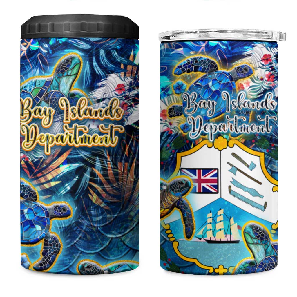 Bay Islands Department 4 in 1 Can Cooler Tumbler Sea Turtle Tropical Pattern