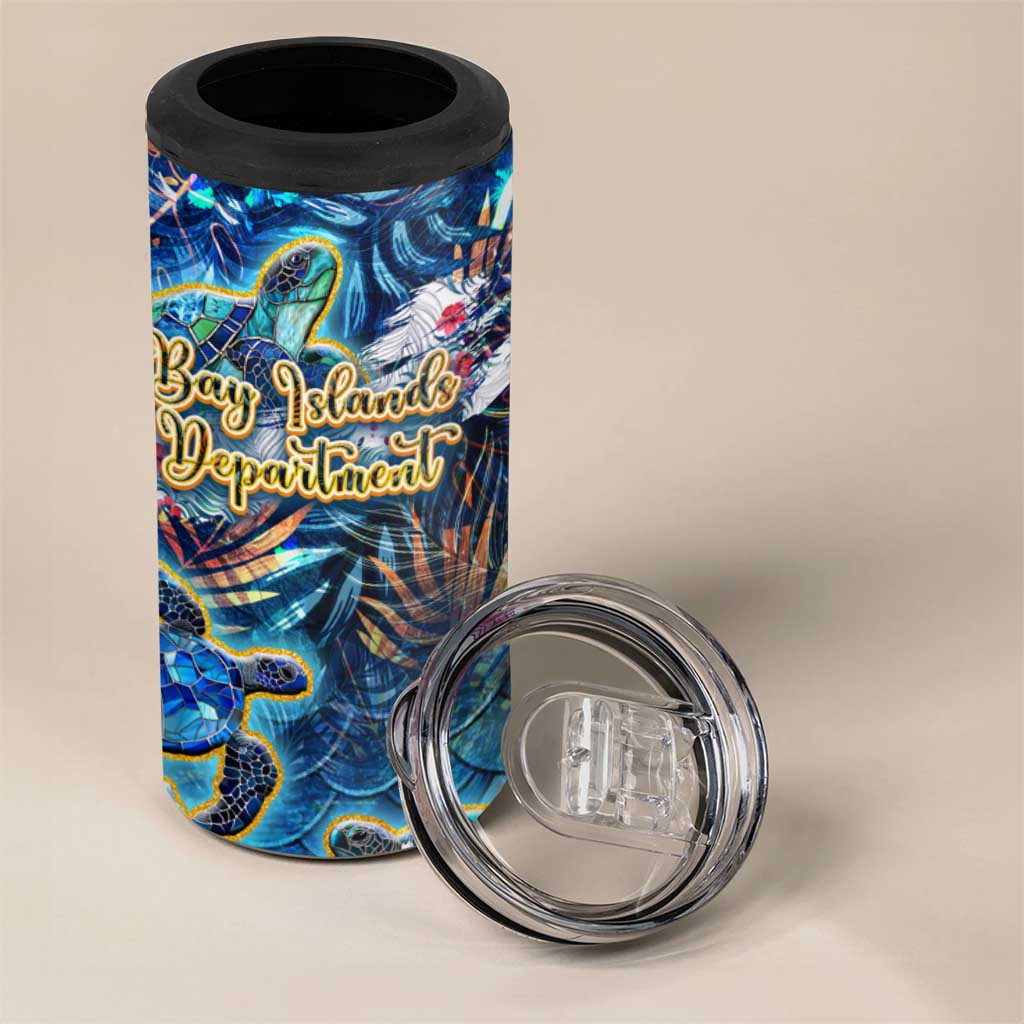 Bay Islands Department 4 in 1 Can Cooler Tumbler Sea Turtle Tropical Pattern