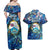 Bay Islands Department Couples Matching Off Shoulder Maxi Dress and Hawaiian Shirt Sea Turtle Tropical Pattern