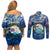 Bay Islands Department Couples Matching Off Shoulder Short Dress and Long Sleeve Button Shirt Sea Turtle Tropical Pattern