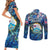Bay Islands Department Couples Matching Short Sleeve Bodycon Dress and Long Sleeve Button Shirt Sea Turtle Tropical Pattern