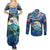 Bay Islands Department Couples Matching Summer Maxi Dress and Long Sleeve Button Shirt Sea Turtle Tropical Pattern