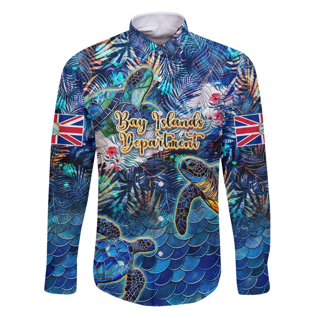 Bay Islands Department Family Matching Long Sleeve Bodycon Dress and Hawaiian Shirt Sea Turtle Tropical Pattern