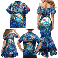 Bay Islands Department Family Matching Mermaid Dress and Hawaiian Shirt Sea Turtle Tropical Pattern