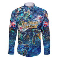 Bay Islands Department Family Matching Off The Shoulder Long Sleeve Dress and Hawaiian Shirt Sea Turtle Tropical Pattern