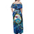 Bay Islands Department Family Matching Off Shoulder Maxi Dress and Hawaiian Shirt Sea Turtle Tropical Pattern